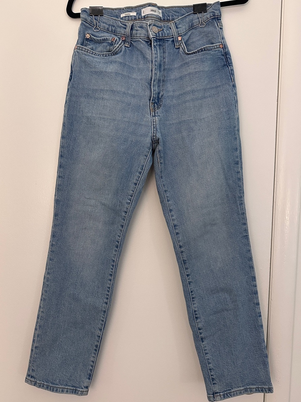 Mango Slim Fit Cropped Jeans Light Blue Wash Size 8